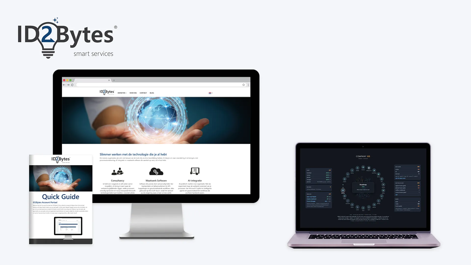 Interface van ID2Bytes applicatie op een laptopscherm