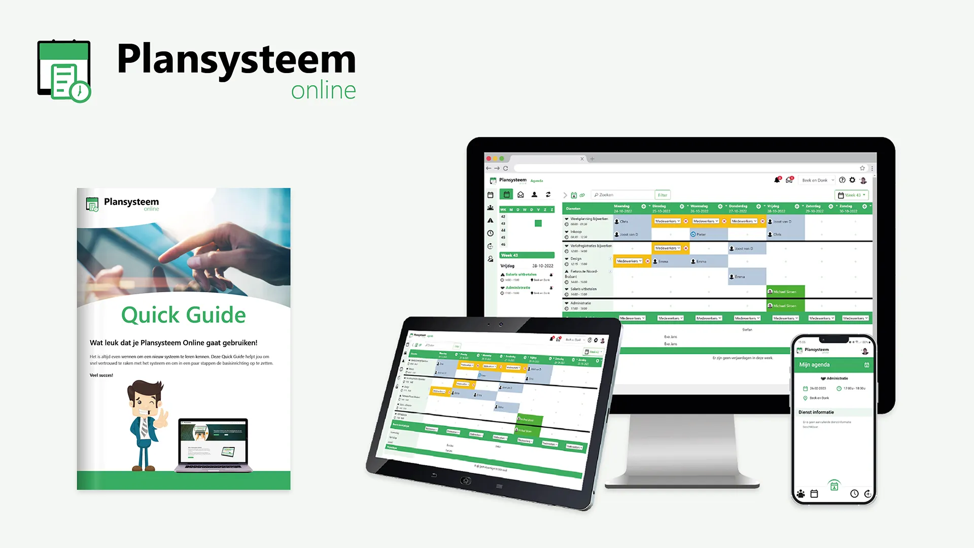 Plansysteem Online op een desktopscherm, tablet en mobiel